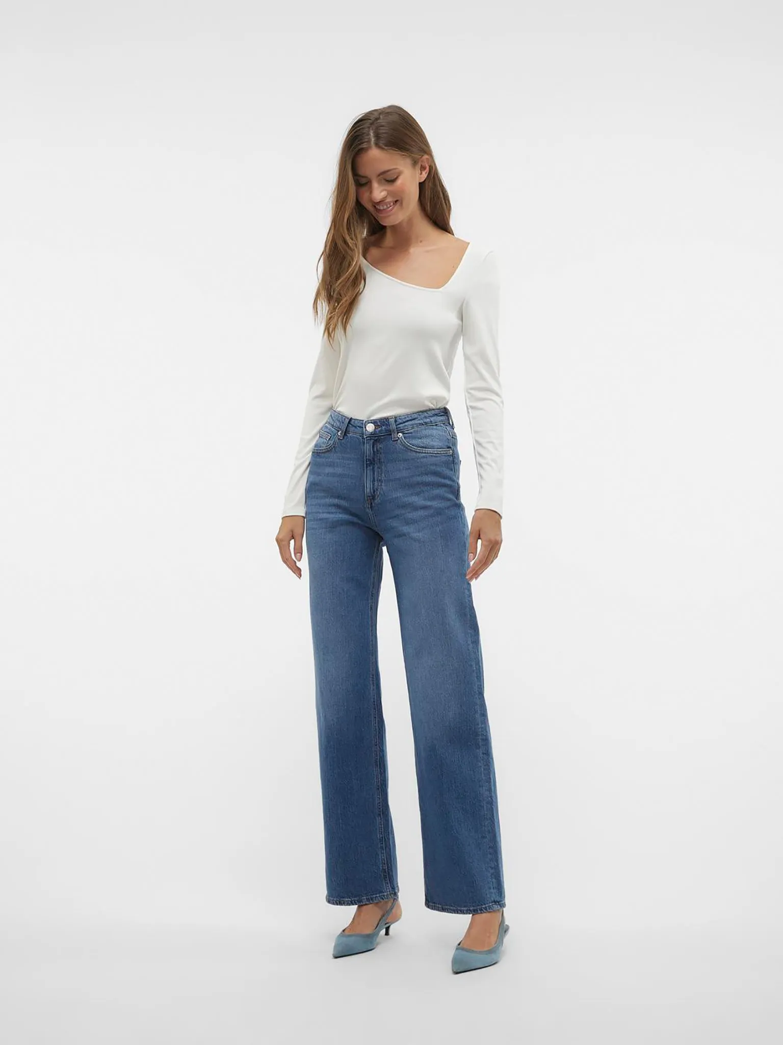 Γυναικείο παντελόνι τζιν VMTESSA HR WIDE JEANS RA380 GA NOOS 10308153 | 10308153
