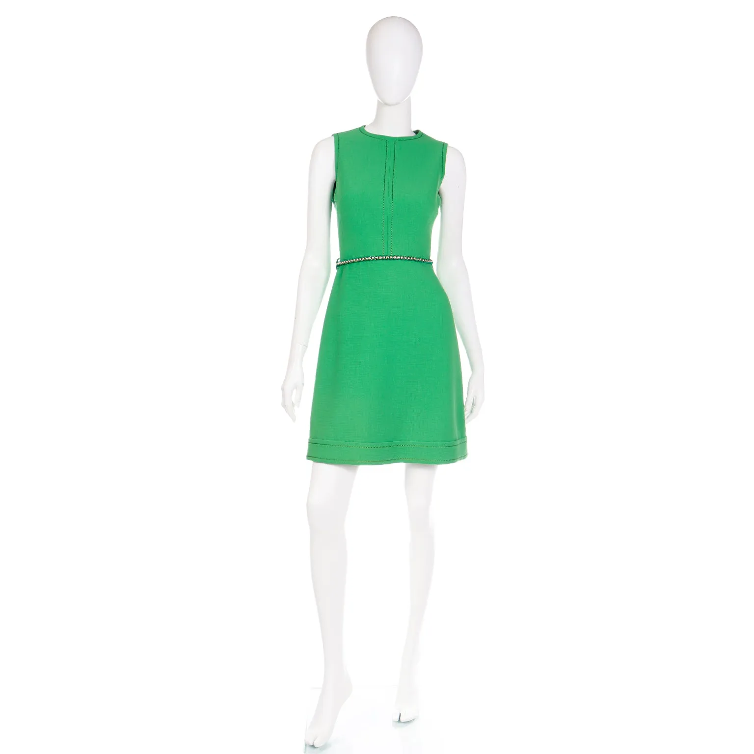 1960s Couture Veronese 414 Saint Honore Paris Vintage Green Dress
