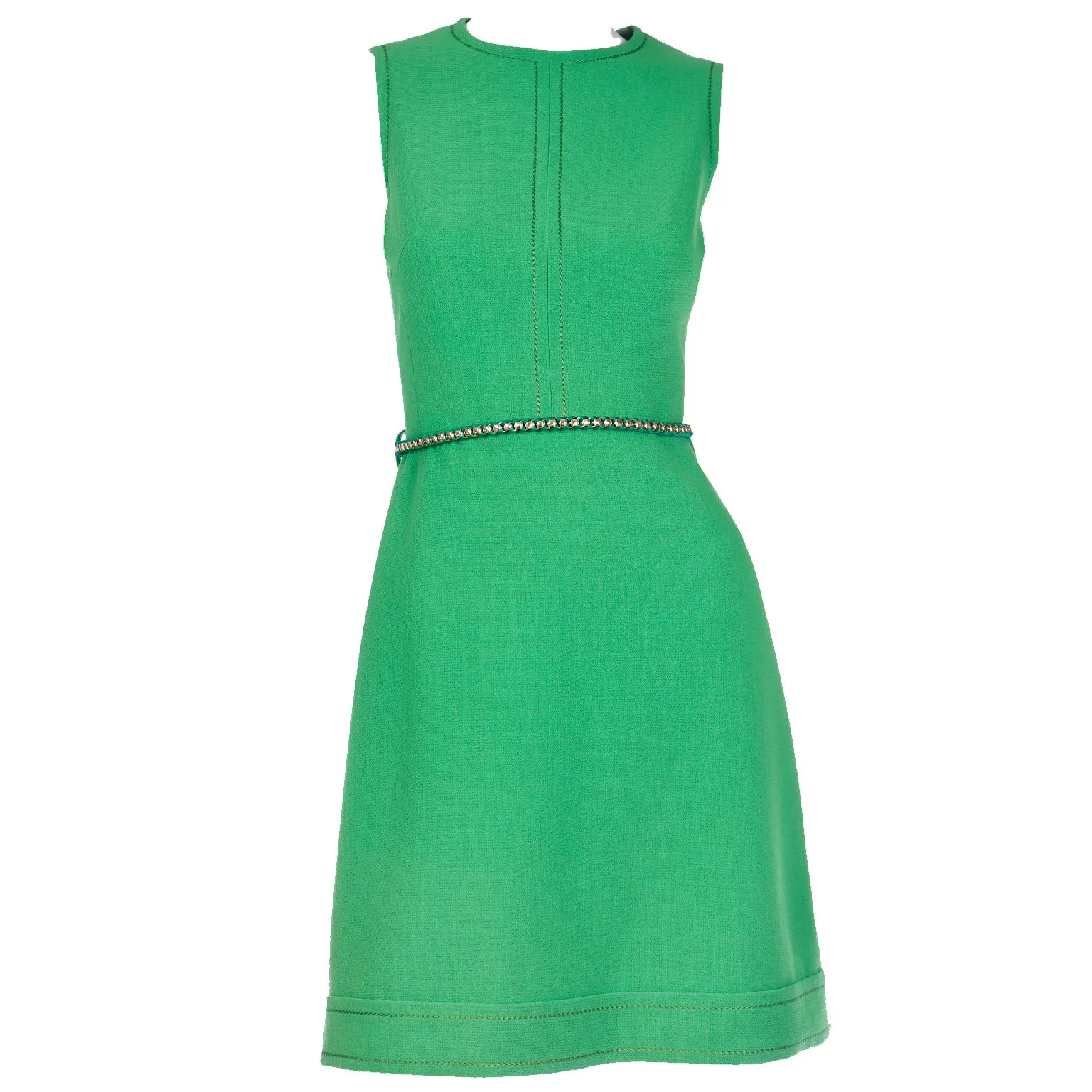 1960s Couture Veronese 414 Saint Honore Paris Vintage Green Dress