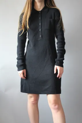 90s Black Esprit Knit Dress - S/M