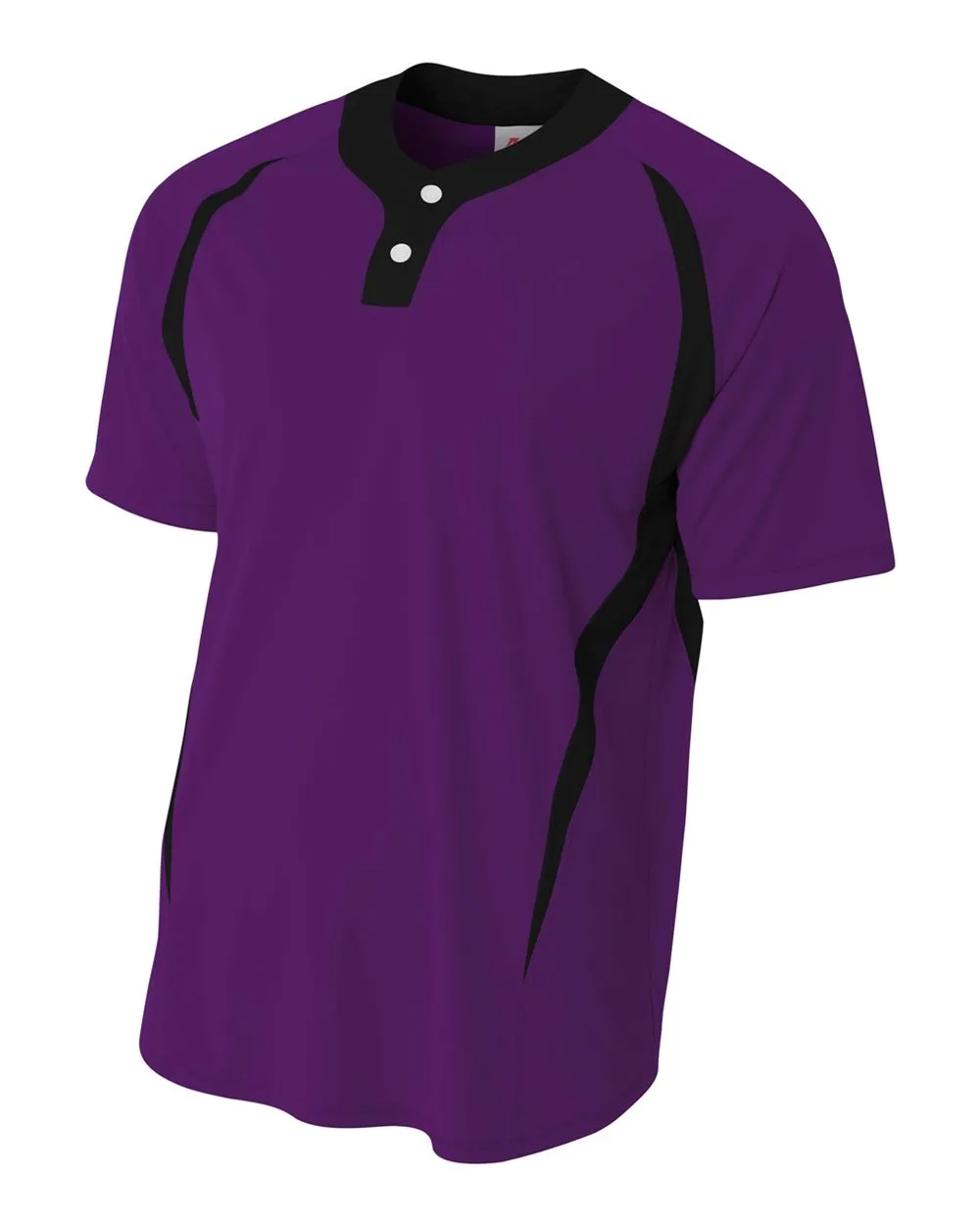 A4 2-Button Color Blocked Baseball Henley