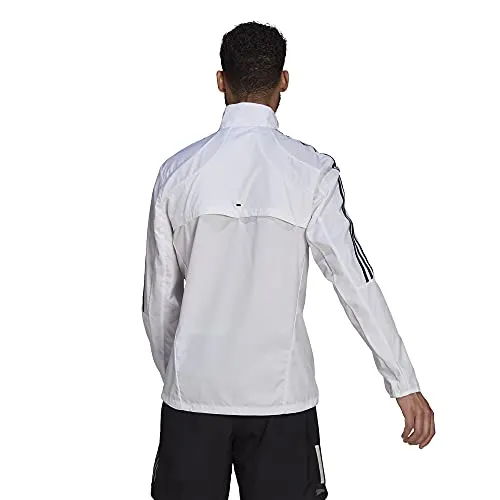 adidas Men's Standard Marathon Jacket 3-Stripes, White/Black, X-Large