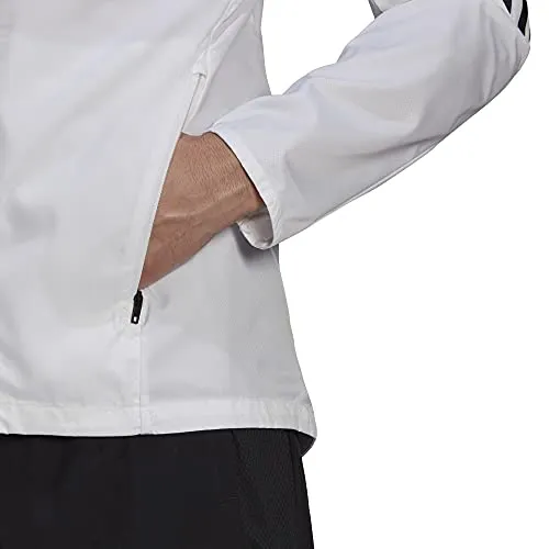 adidas Men's Standard Marathon Jacket 3-Stripes, White/Black, X-Large