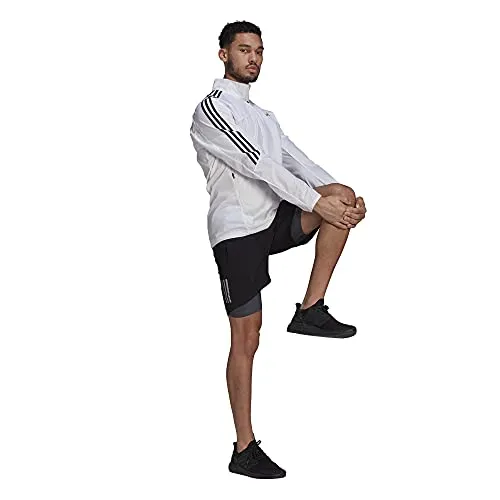 adidas Men's Standard Marathon Jacket 3-Stripes, White/Black, X-Large