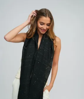 Black Embellished Occasion Scarf