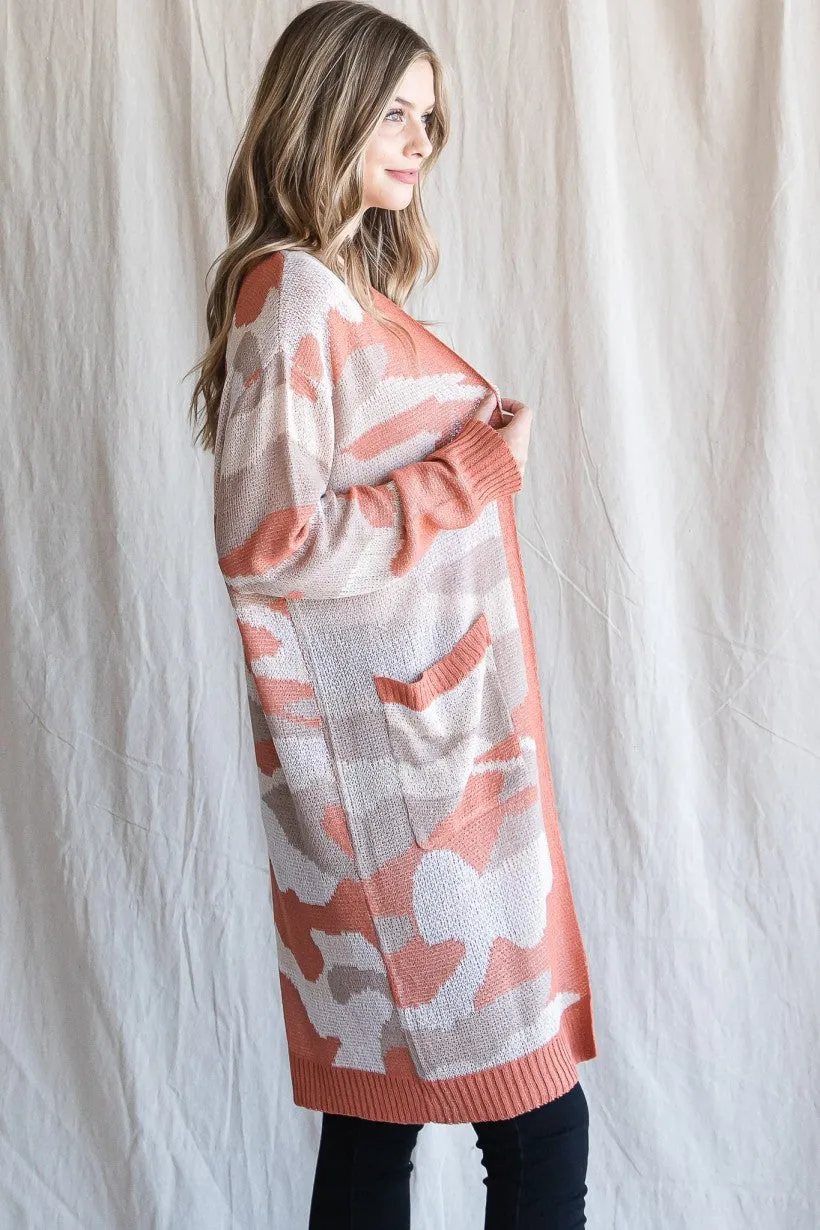 Brick by Brick Long Duster Camo Cardigan