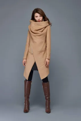 Brown Asymmetrical Winter Wool Coat C959#