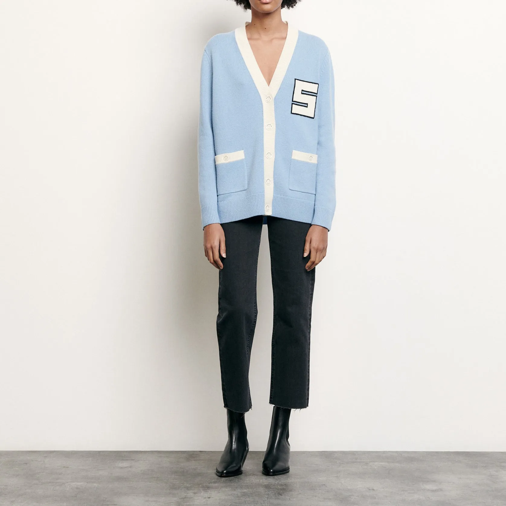 Cardigan en laine esprit collège