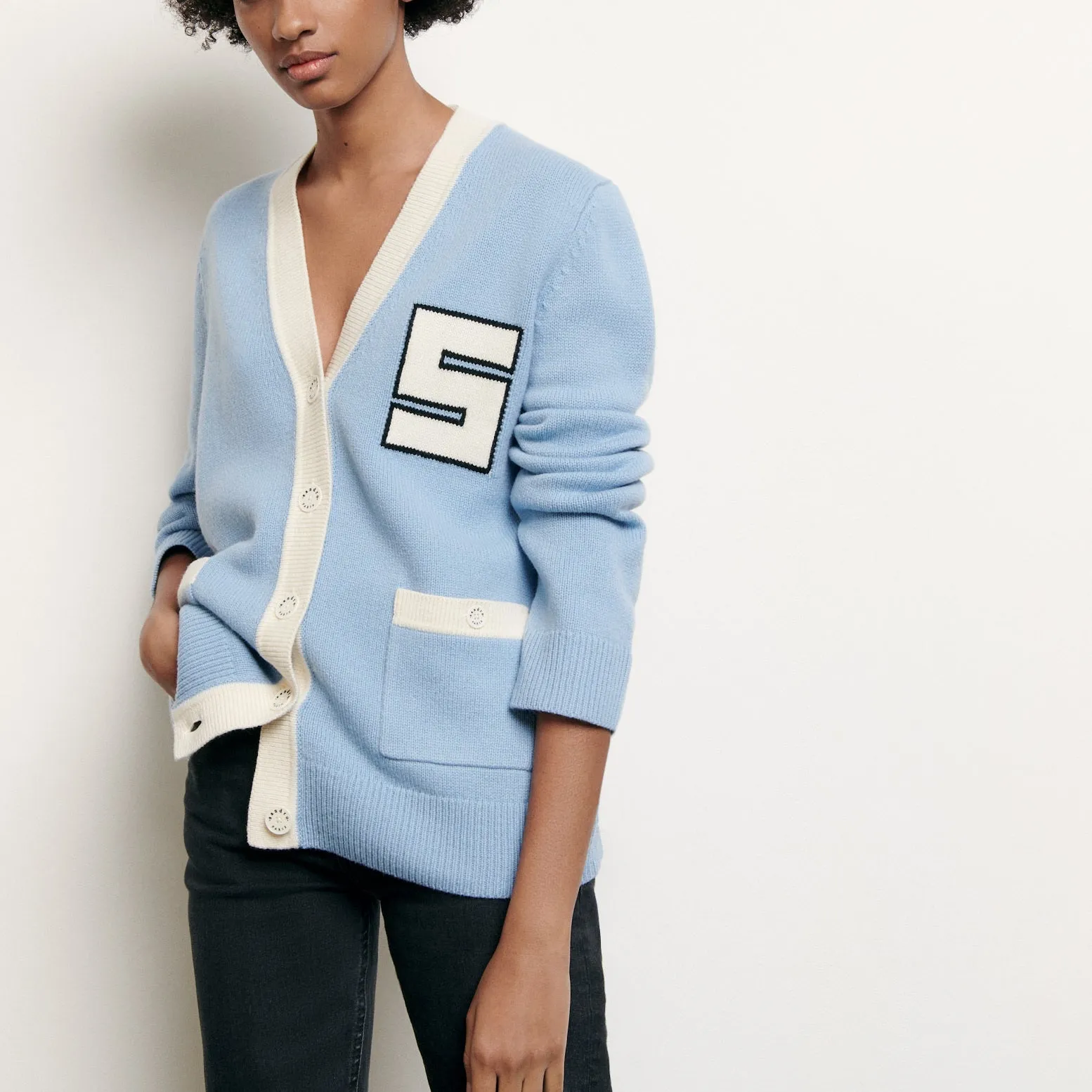 Cardigan en laine esprit collège