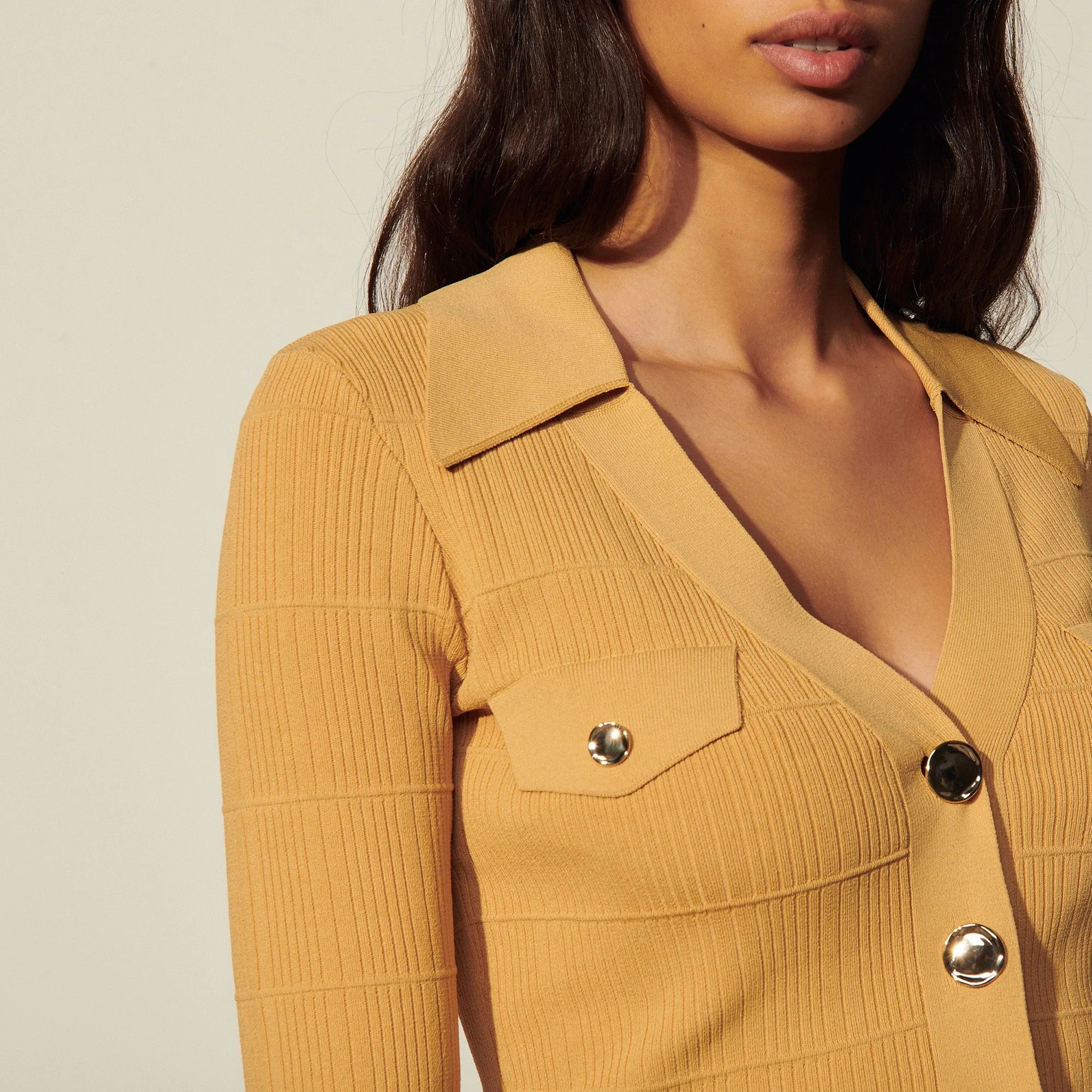 Cardigan en maille à col polo