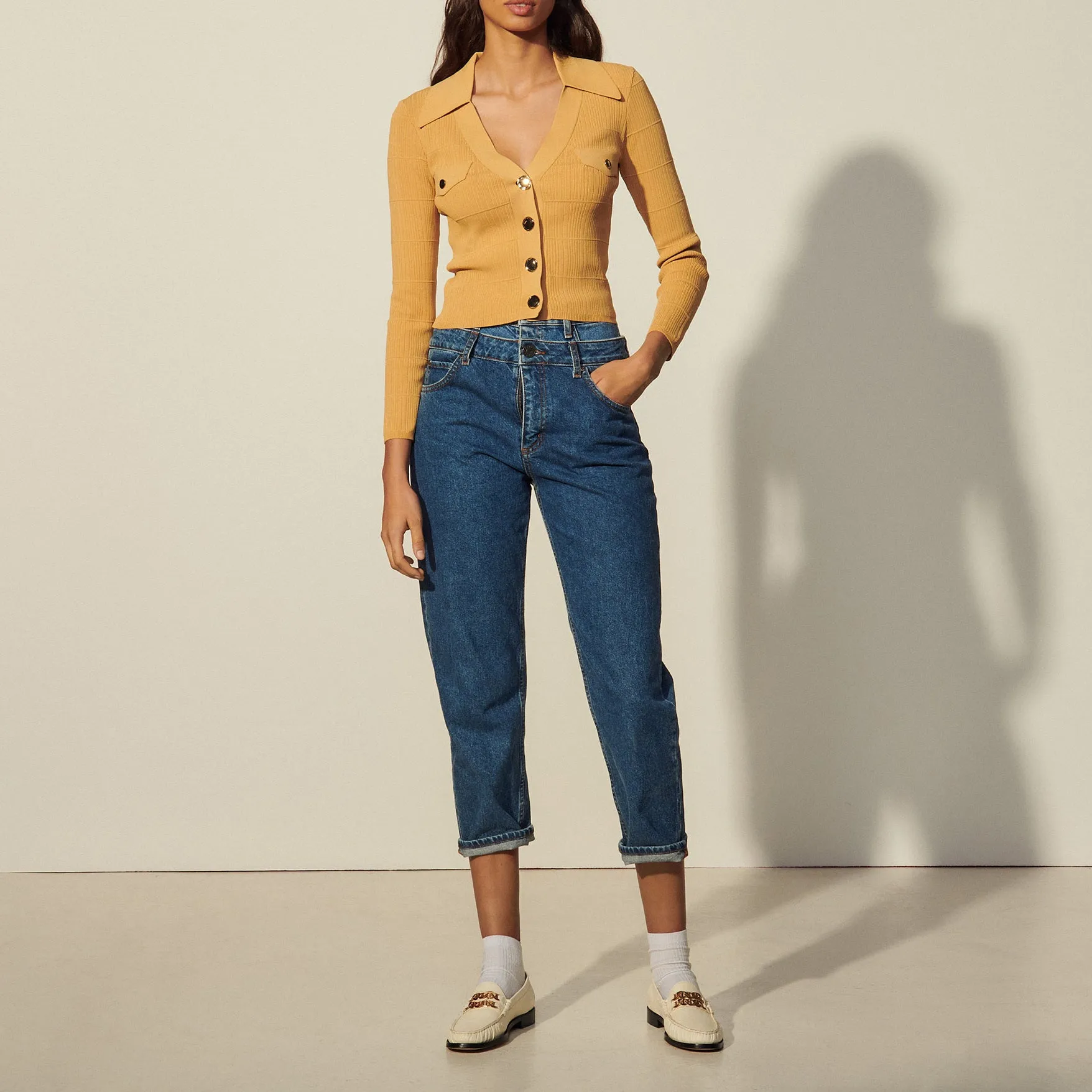 Cardigan en maille à col polo
