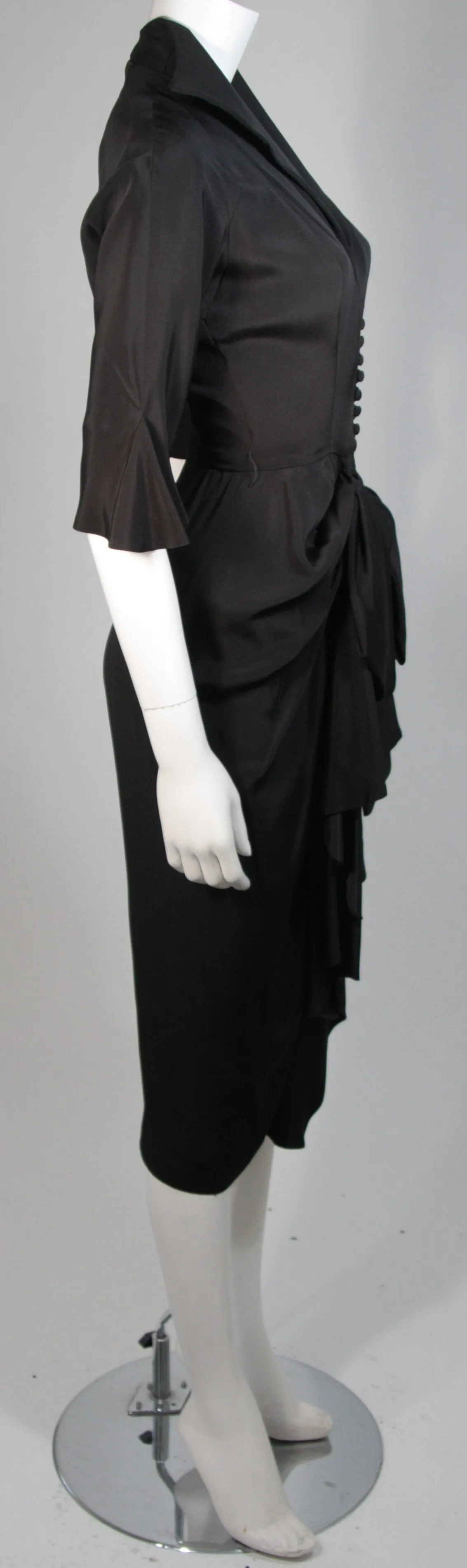 CEIL CHAPMAN Black Cocktail Gown with Bow Detail Size XS