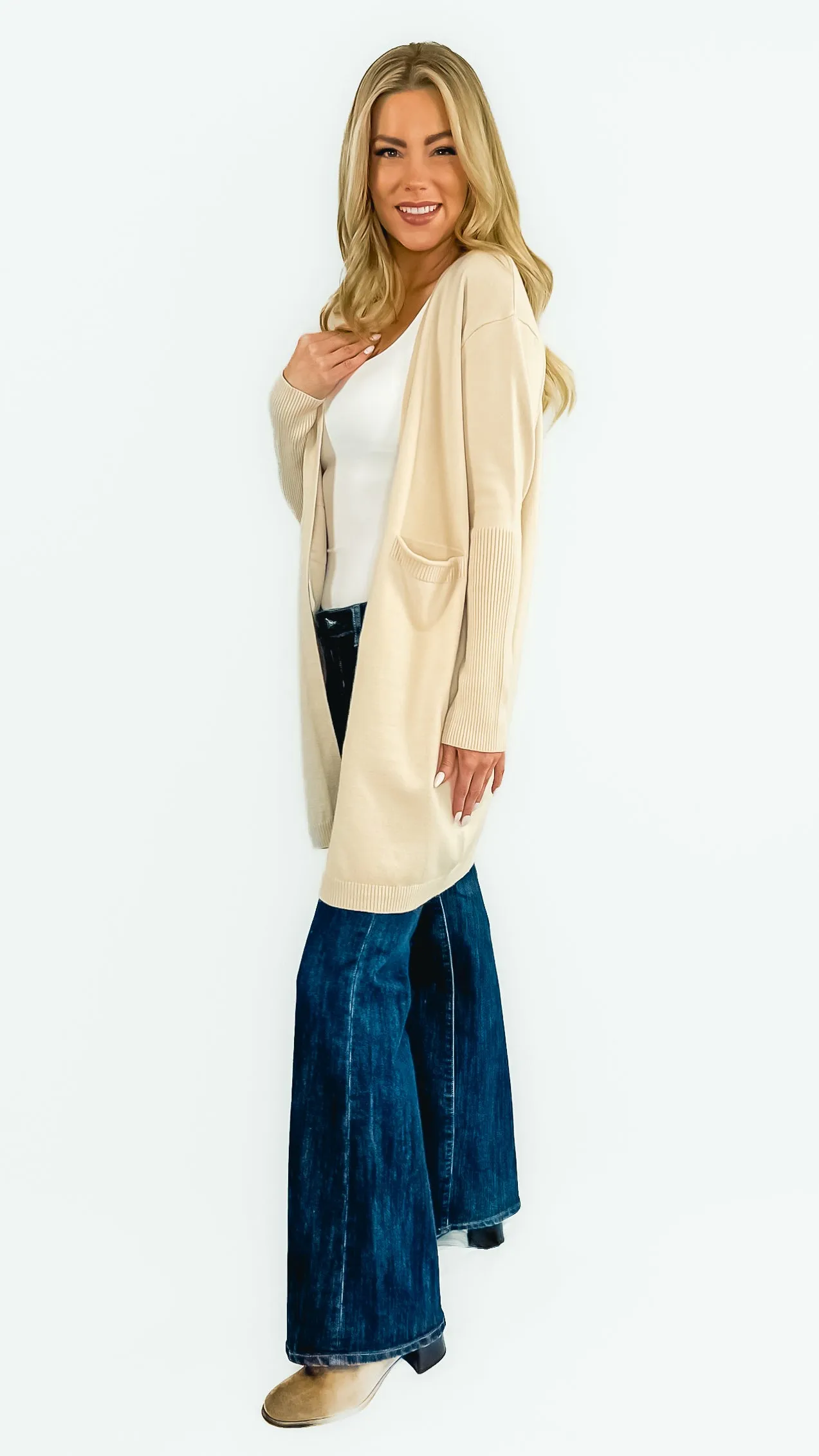 Cher Long Knit Cardigan- Ivory