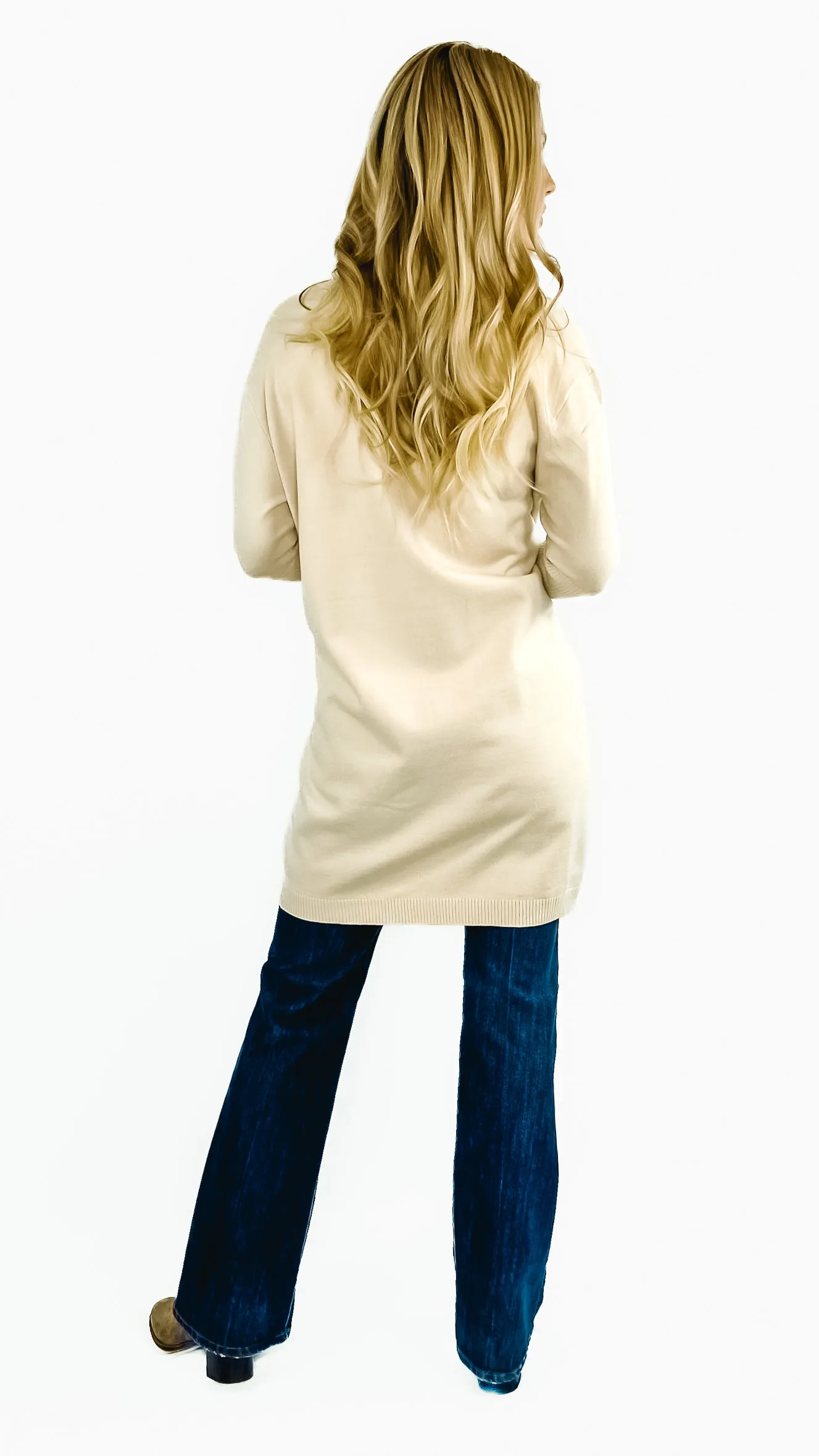 Cher Long Knit Cardigan- Ivory