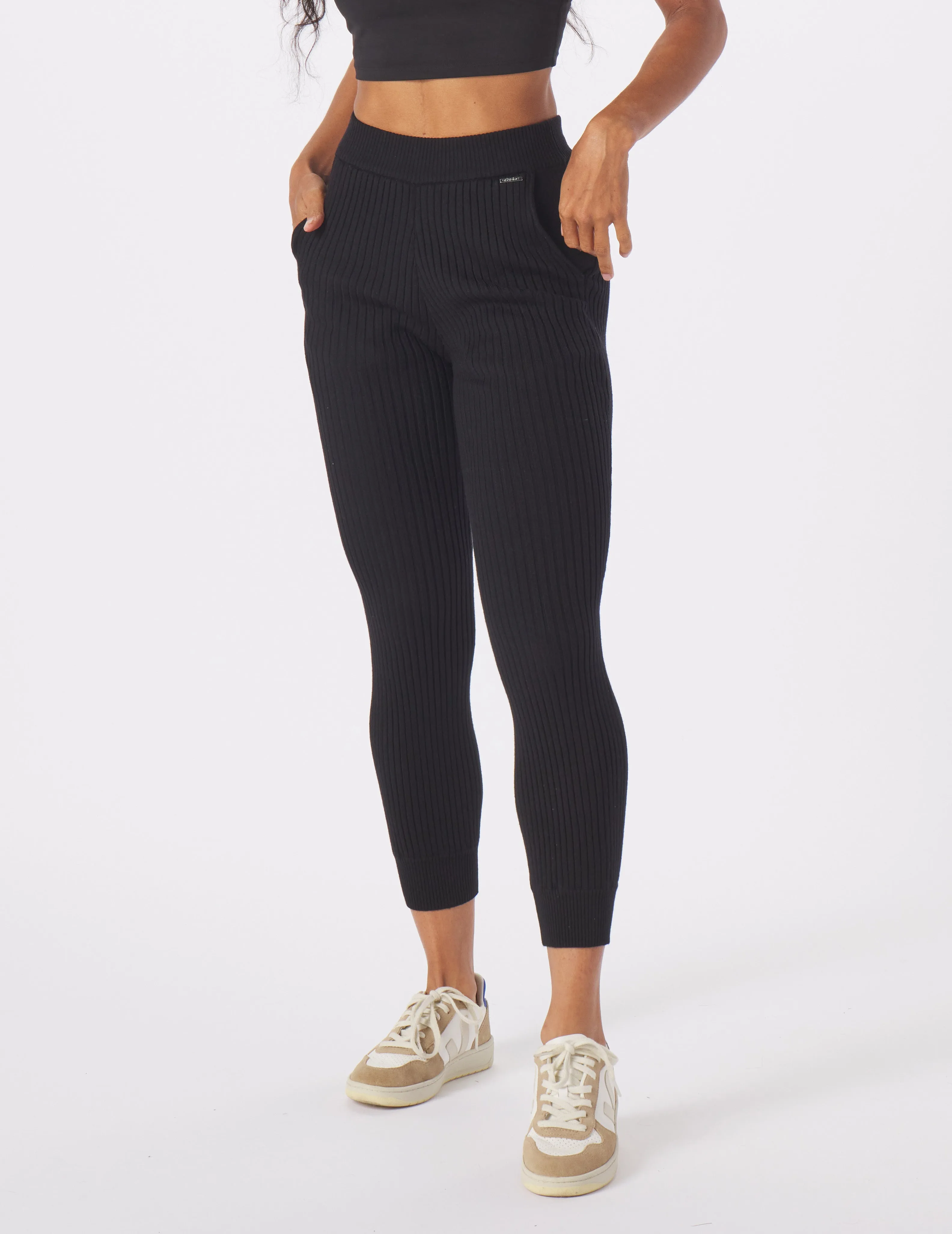 Couture Rib Jogger: Black