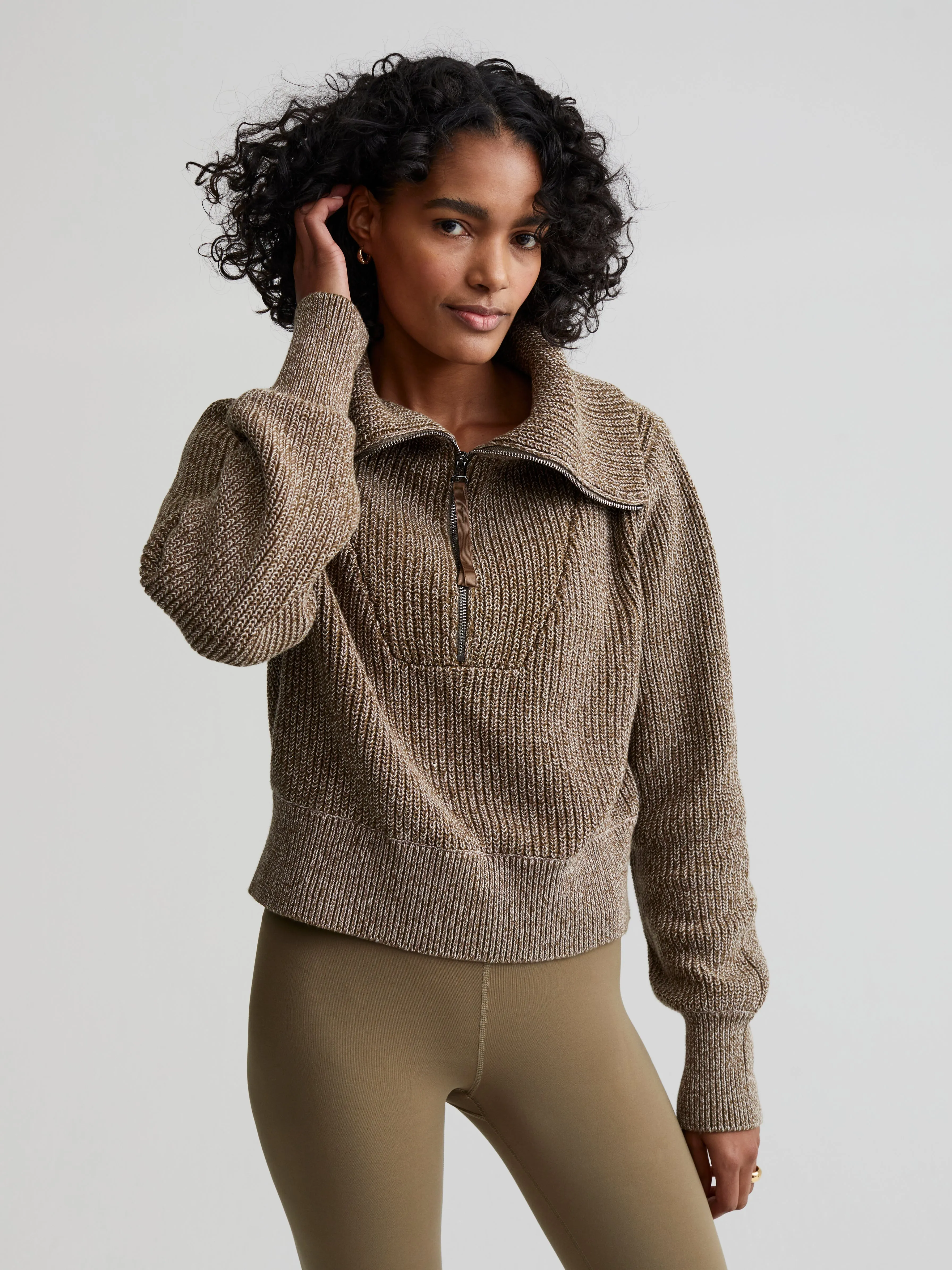 Dark Olive Speckle Mentone Half-Zip Pullover
