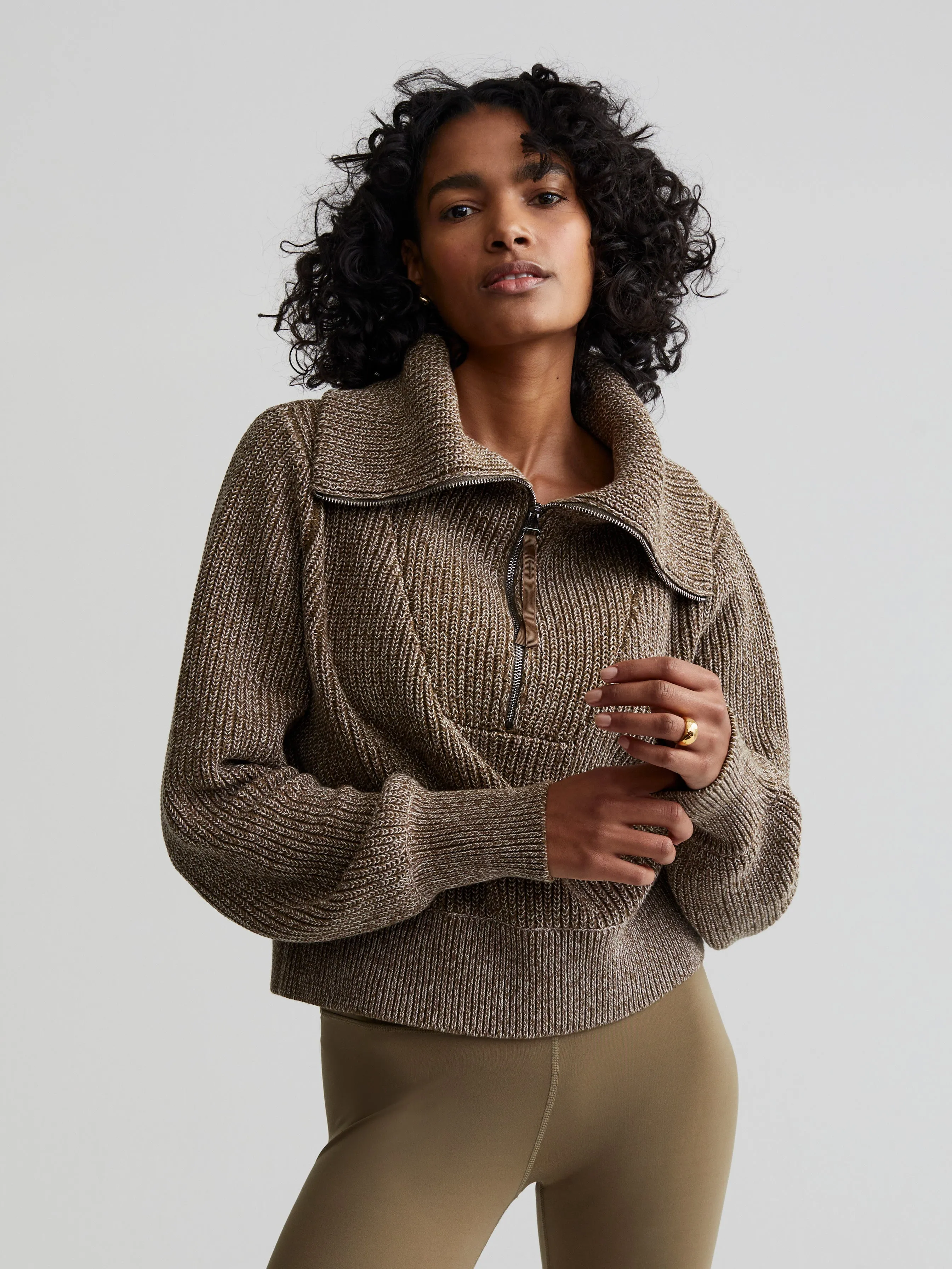 Dark Olive Speckle Mentone Half-Zip Pullover