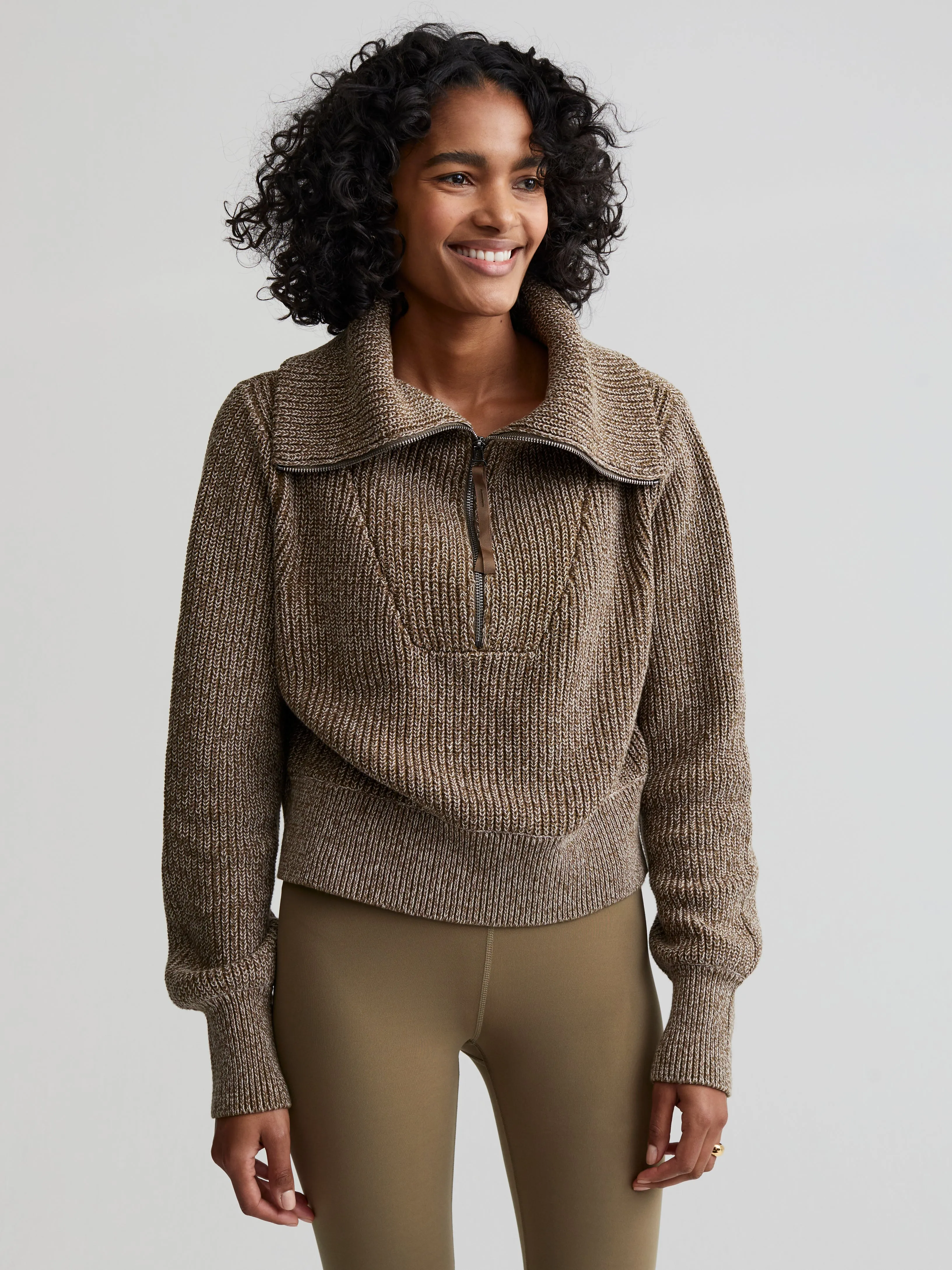 Dark Olive Speckle Mentone Half-Zip Pullover
