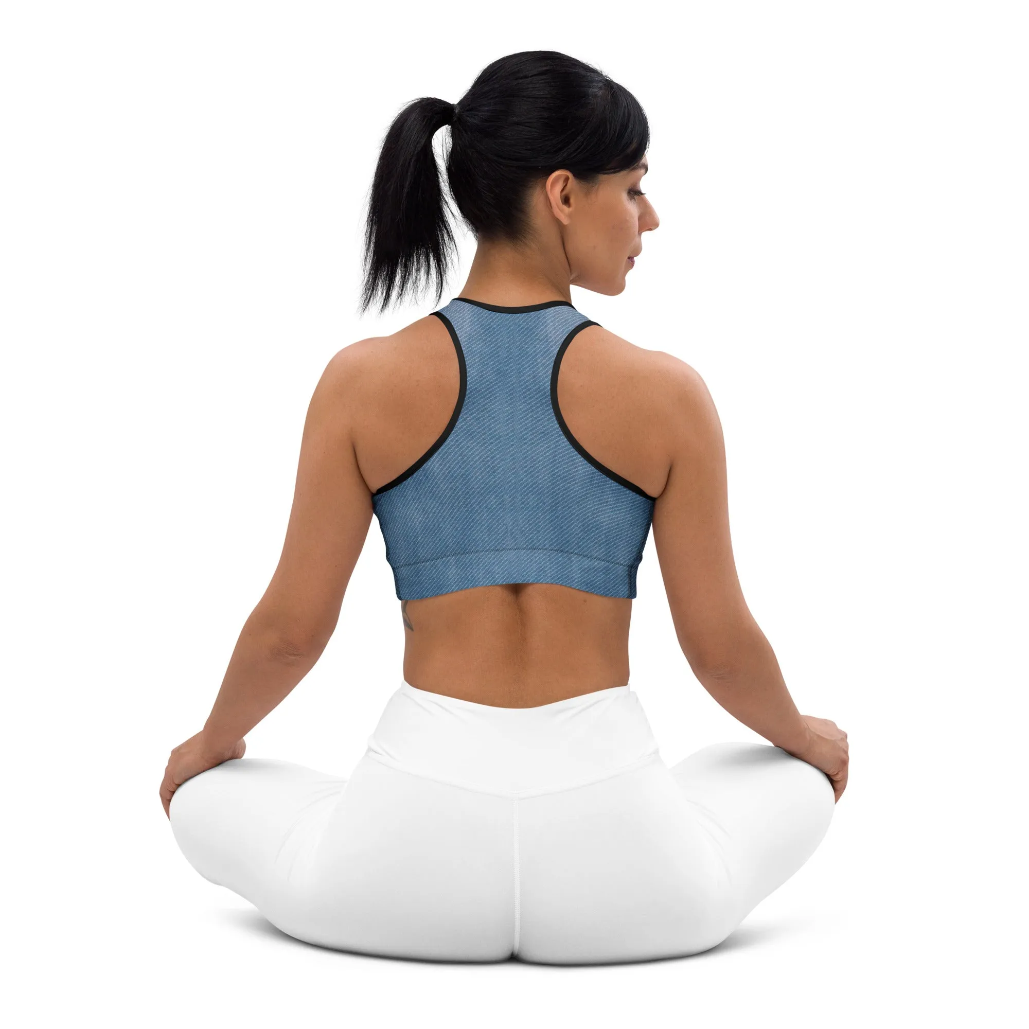 Denim Jeans Print Sports Bra