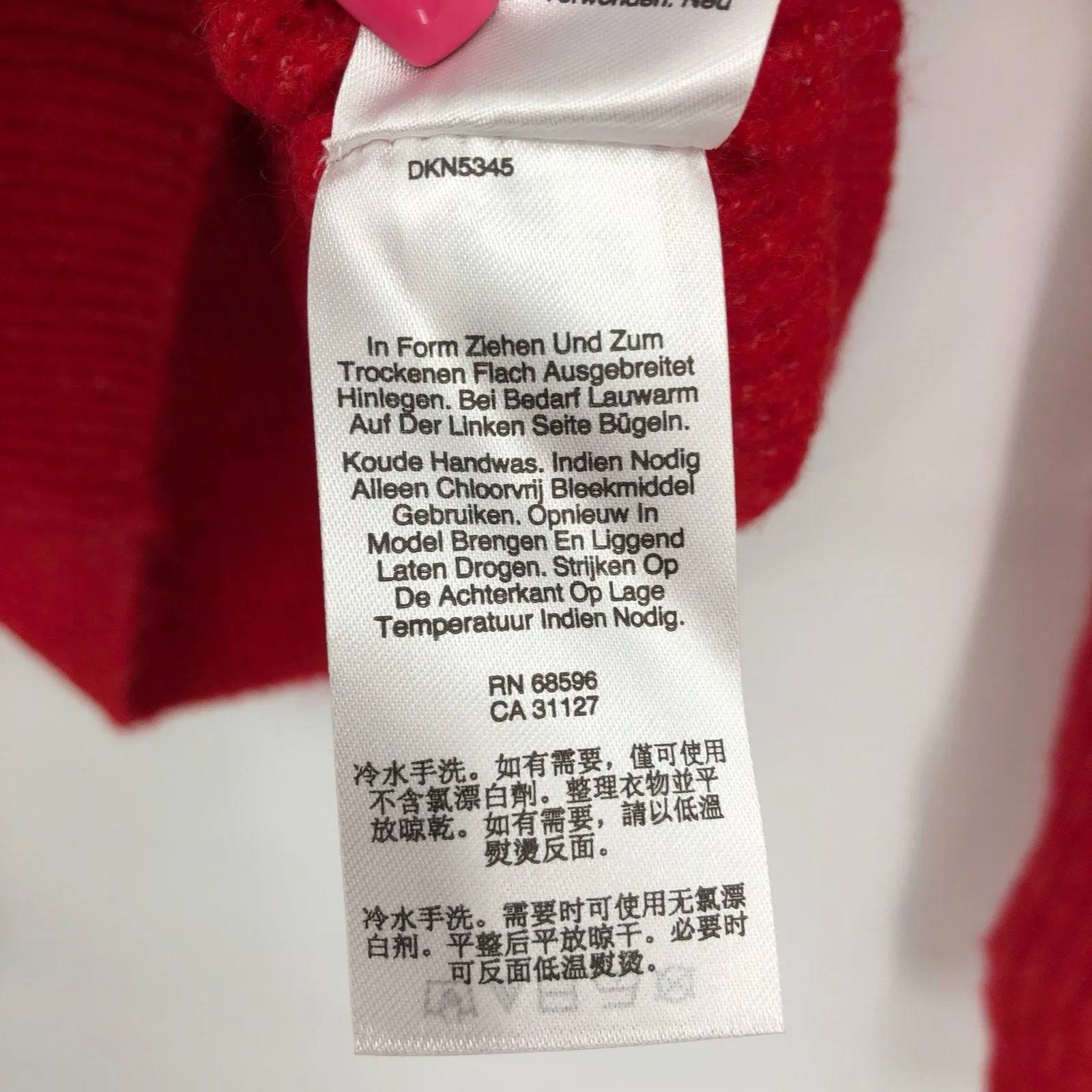 DKNY JEANS Womens Sweater XXS Red Scarlet Crewneck Pullover Button Detail NWT