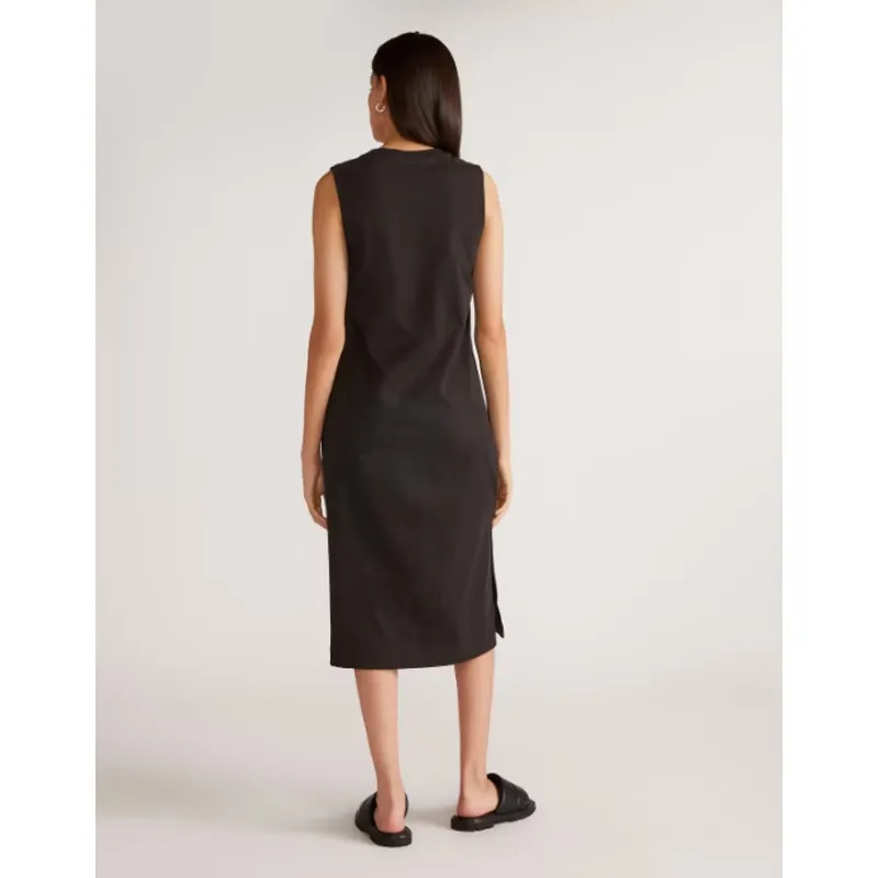 EVERLANE The Organic Cotton Weekend Tank Dress Small Black Midi Sleeveless