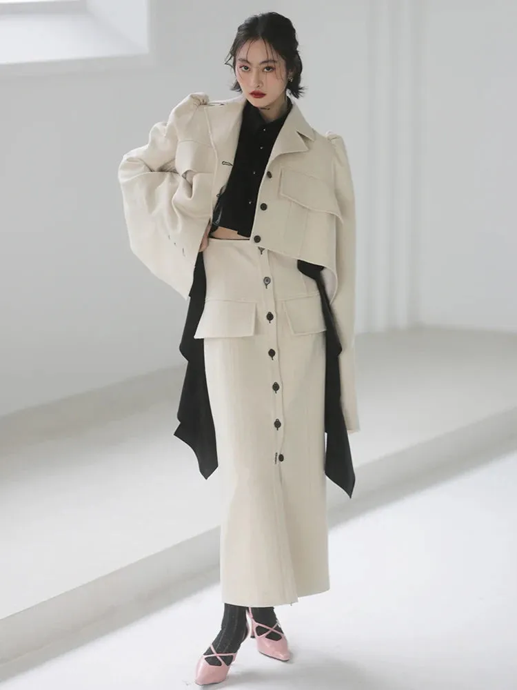 Fashion Straight Skirt For Women High Waist Solid Minimalist Split Midi Skirts Female Korean Clothes Style