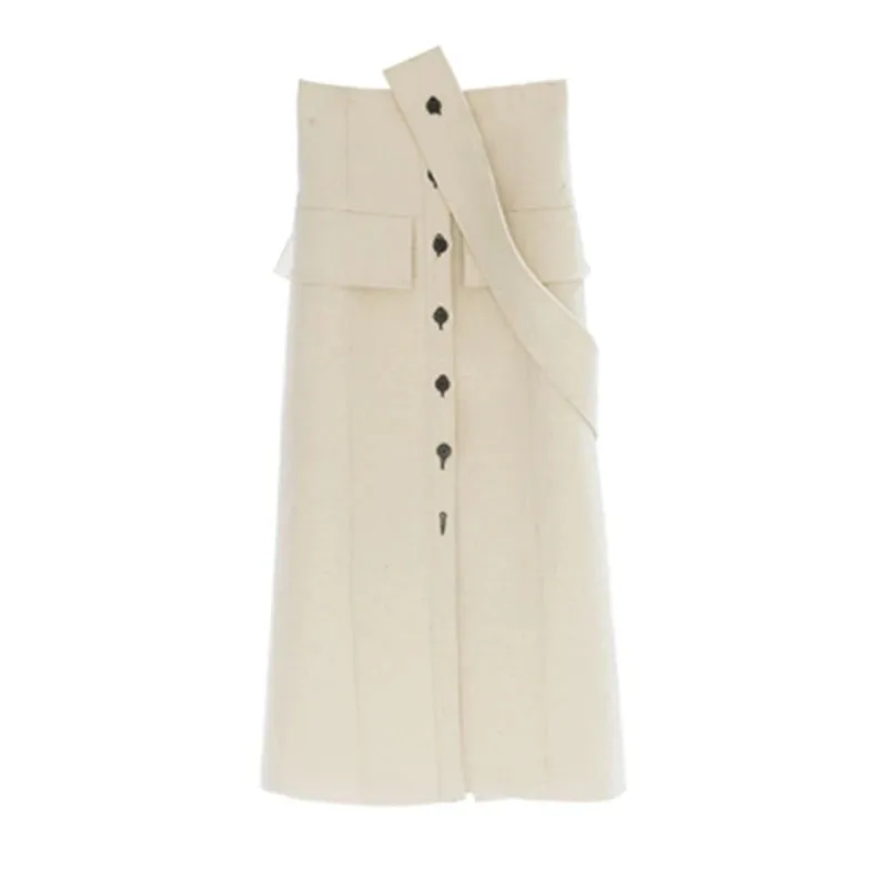 Fashion Straight Skirt For Women High Waist Solid Minimalist Split Midi Skirts Female Korean Clothes Style