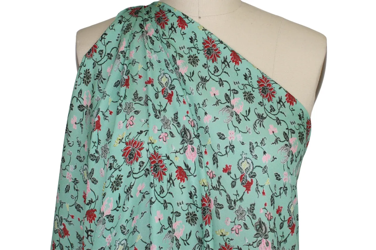 Floral Lightweight Silk Crepe - Pinks/Red/Black/Greens