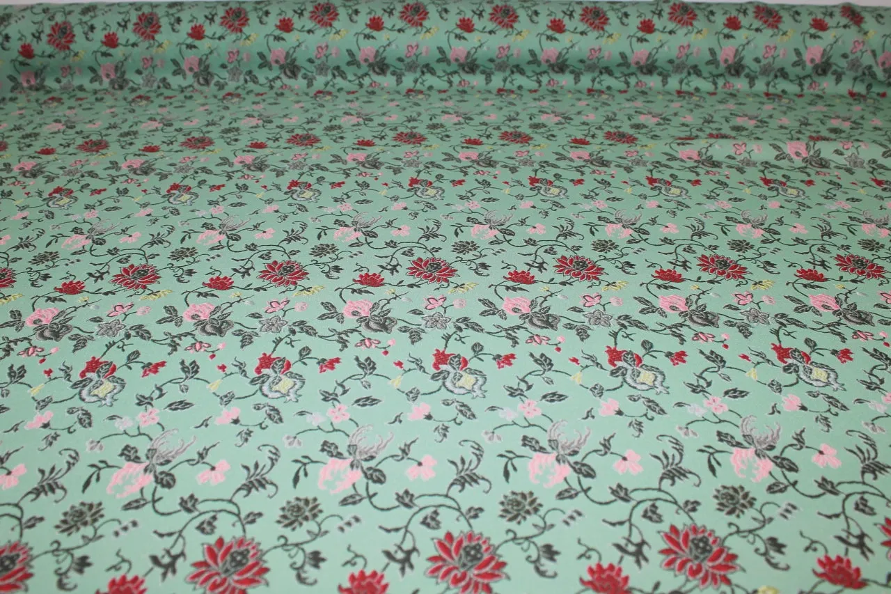 Floral Lightweight Silk Crepe - Pinks/Red/Black/Greens