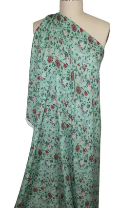 Floral Lightweight Silk Crepe - Pinks/Red/Black/Greens