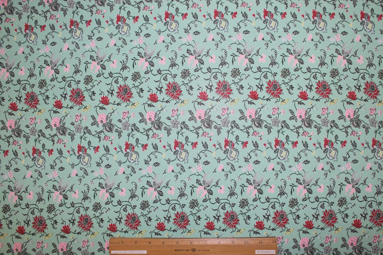 Floral Lightweight Silk Crepe - Pinks/Red/Black/Greens
