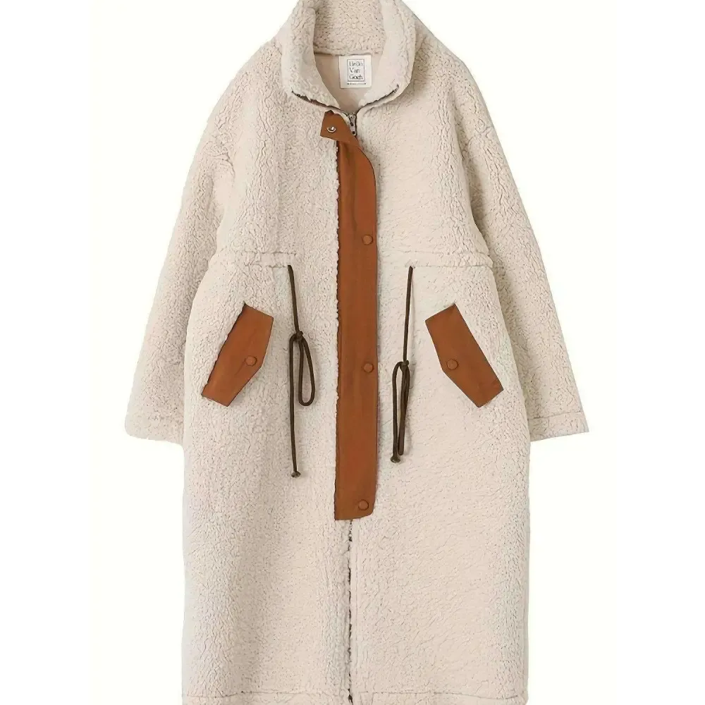 Indulge in Luxury Fashion for Women with the Size Drawstring Sherpa Coat
