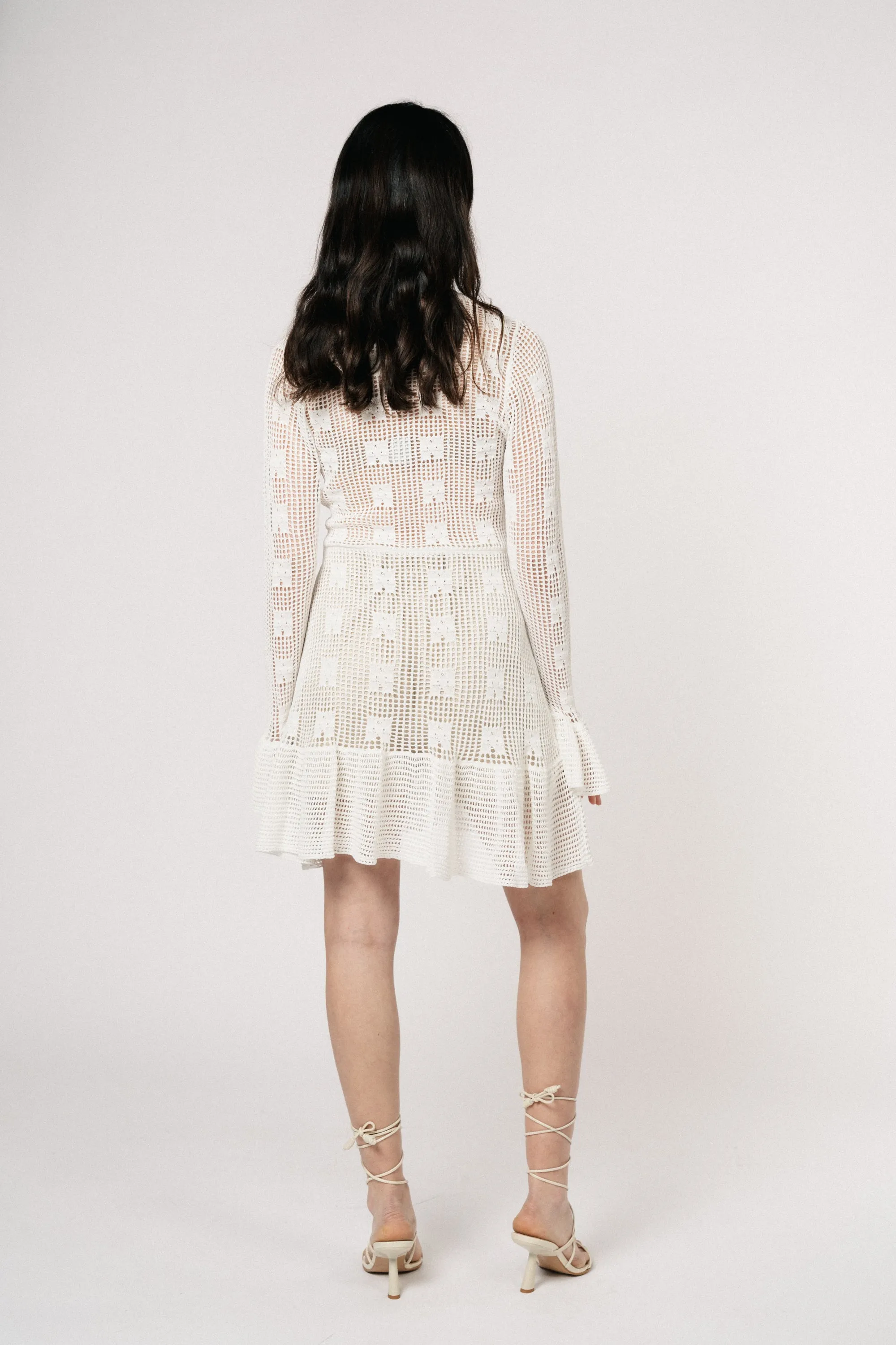 Kiki Crochet Knit Dress - White