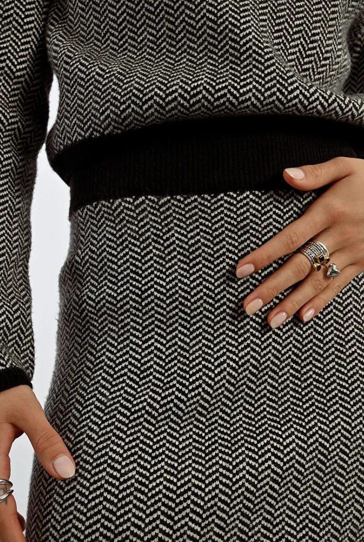 Knit Herringbone Skirt