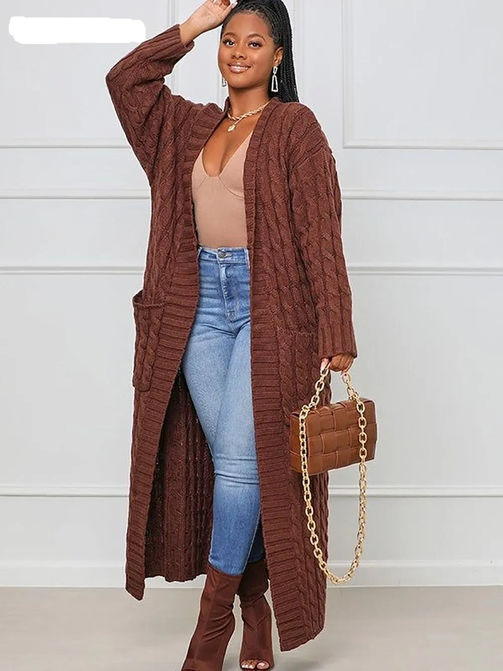 Knit Ribbed Cardigan long Sweater