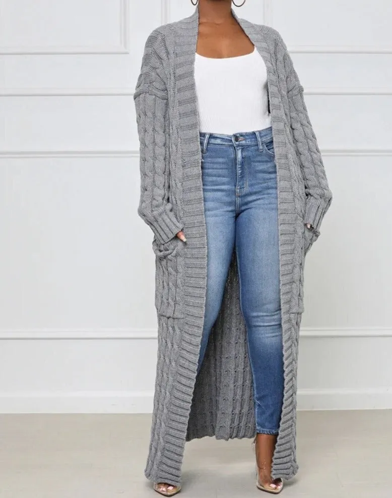 Knit Ribbed Cardigan long Sweater