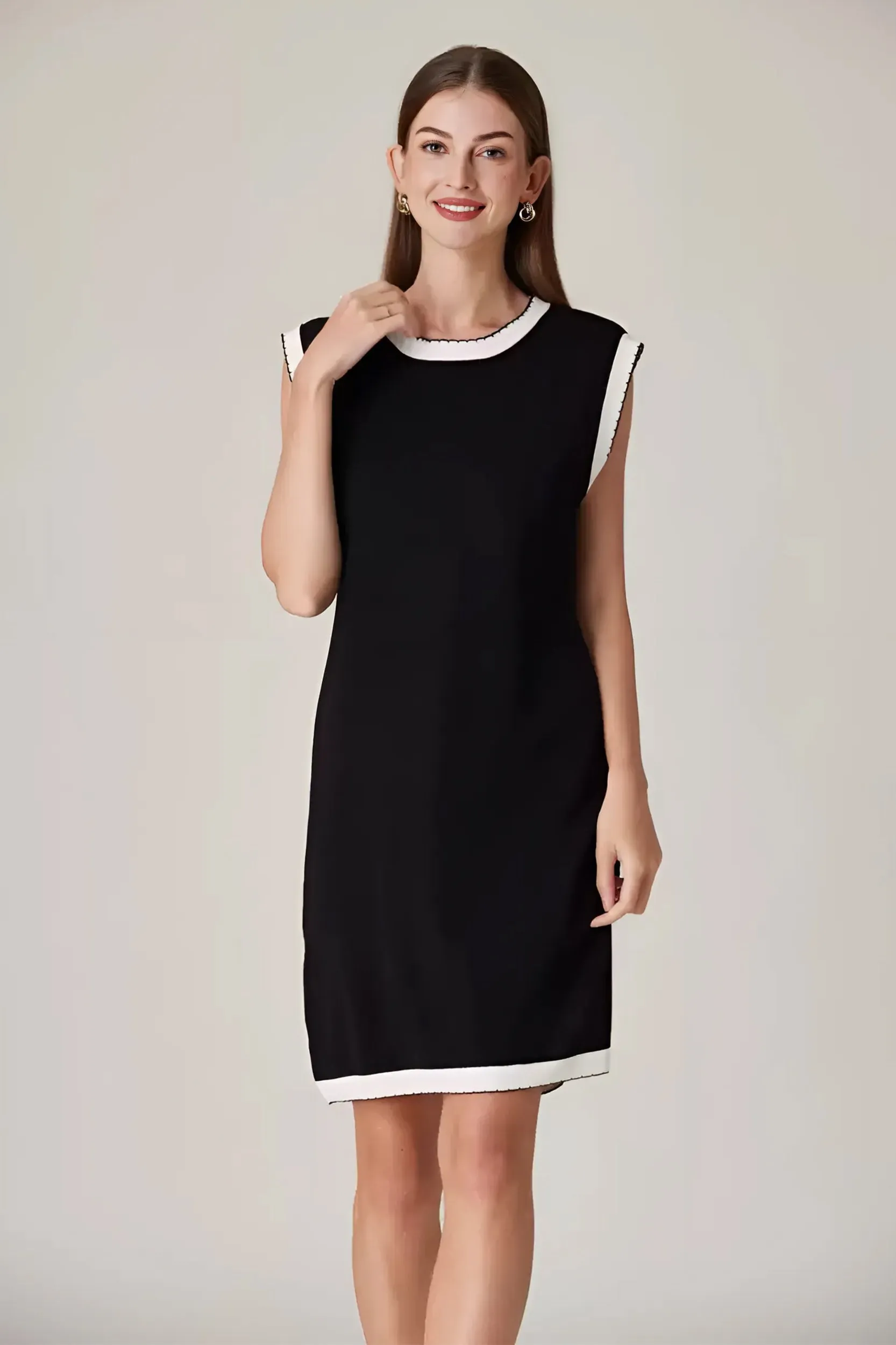 Layla Contrast Trim Stretch Knit Dress