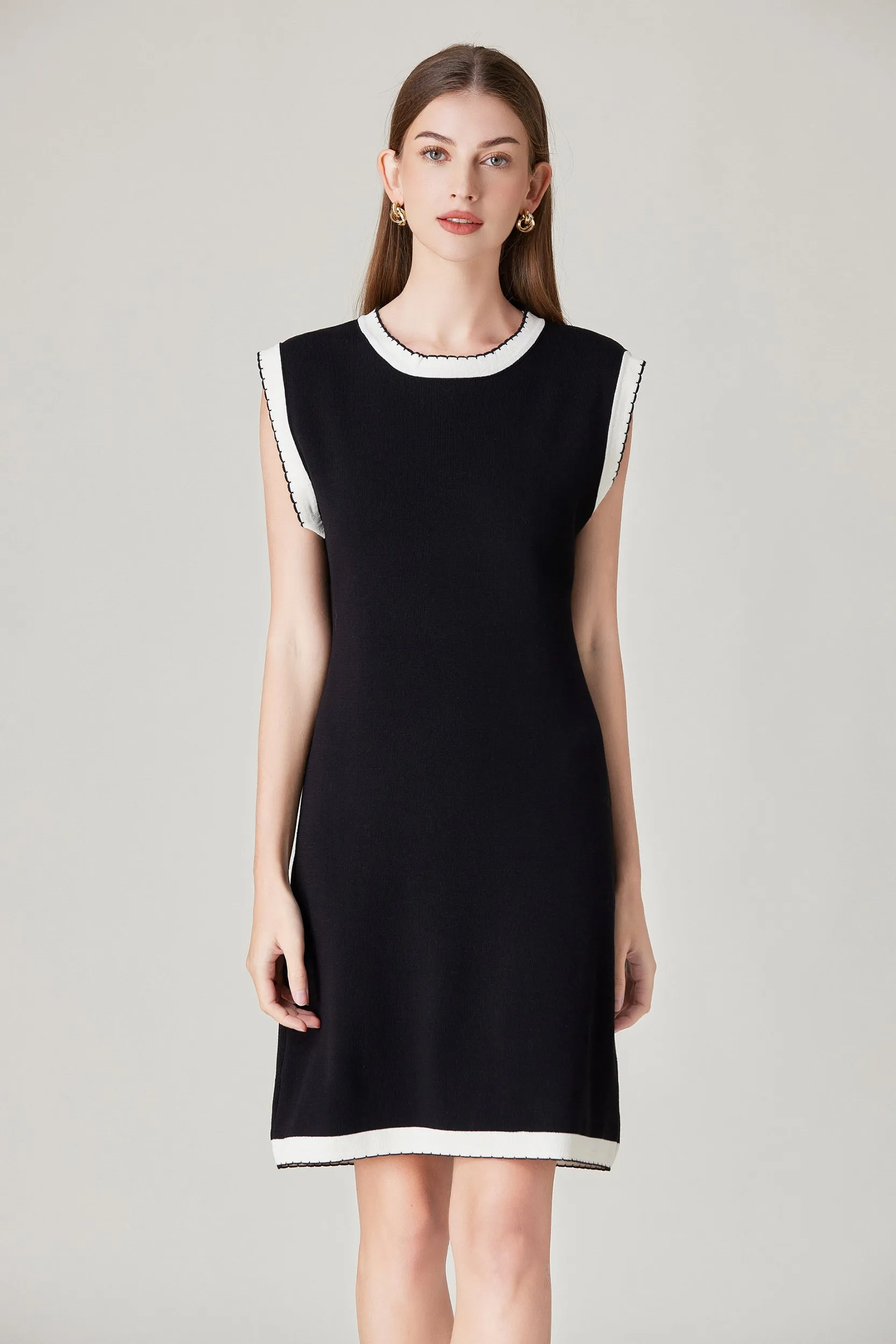 Layla Contrast Trim Stretch Knit Dress