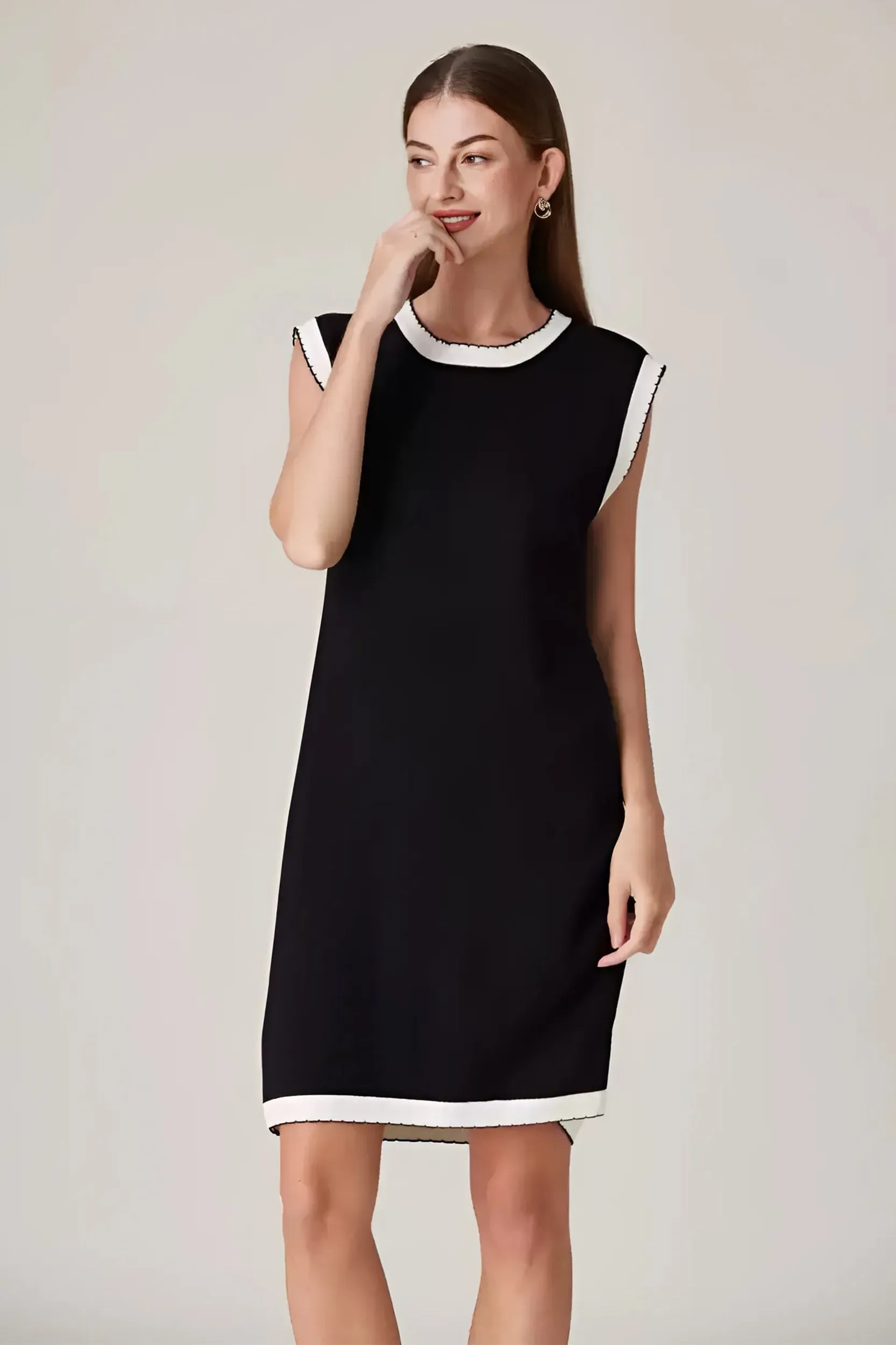 Layla Contrast Trim Stretch Knit Dress
