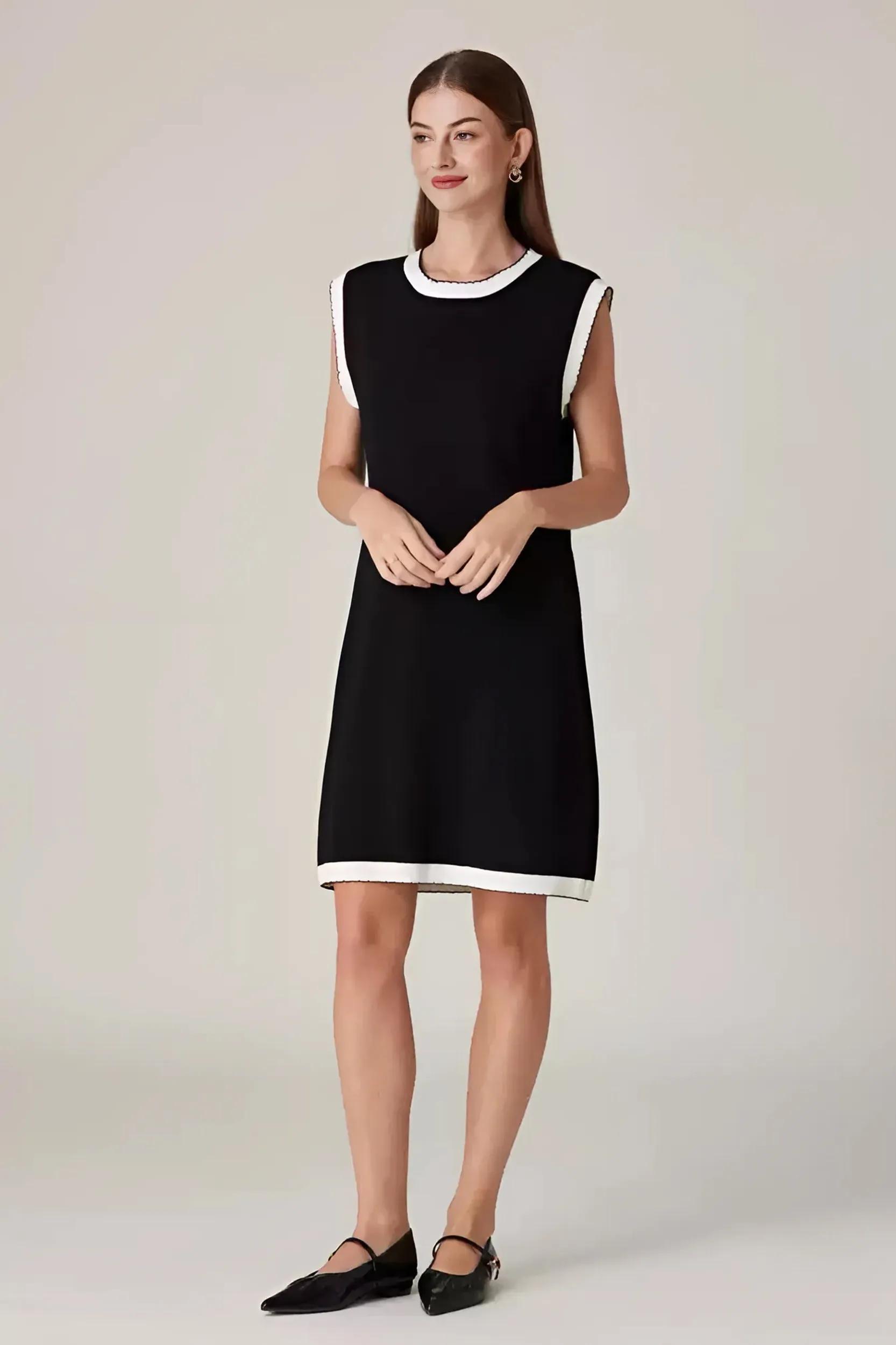 Layla Contrast Trim Stretch Knit Dress