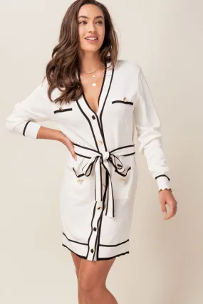 LIANNA TIE WAIST DRESS - WHITE
