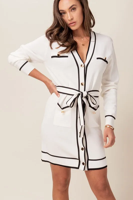 LIANNA TIE WAIST DRESS - WHITE