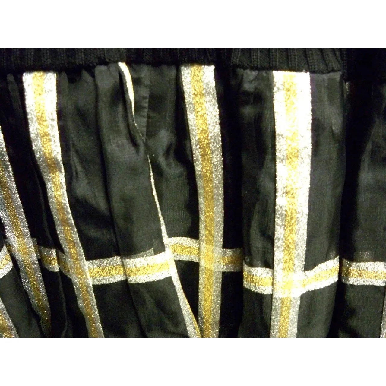 Malcolm Starr Vintage Black & Silver Metallic Organdy COCKTAIL Dress 1970S 34-26-44