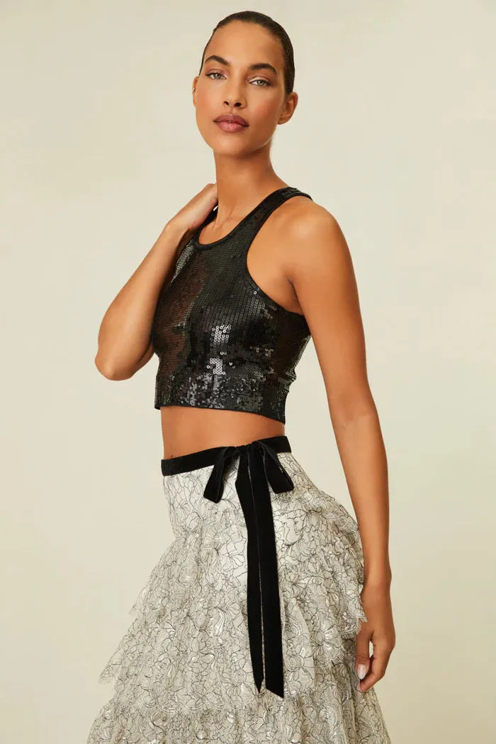 Malla Crop Tank in Black