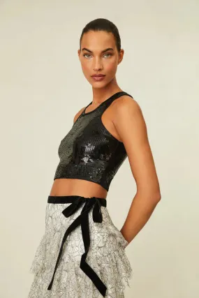 Malla Crop Tank in Black