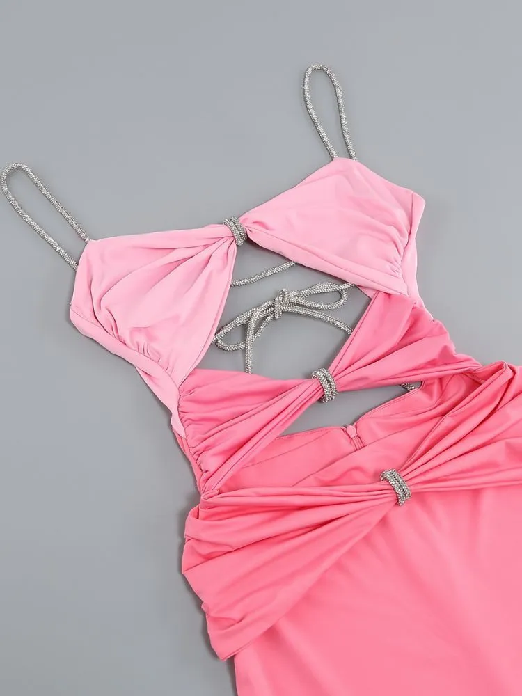 Minimalist Dresses For Women Square Collar Sleeveless High Waist Hollow Out Summer Dress Female Fashion Clothing