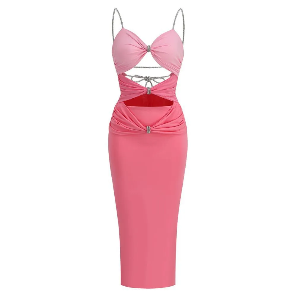 Minimalist Dresses For Women Square Collar Sleeveless High Waist Hollow Out Summer Dress Female Fashion Clothing