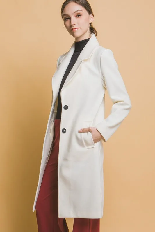Notched Lapel Buttoned Coat