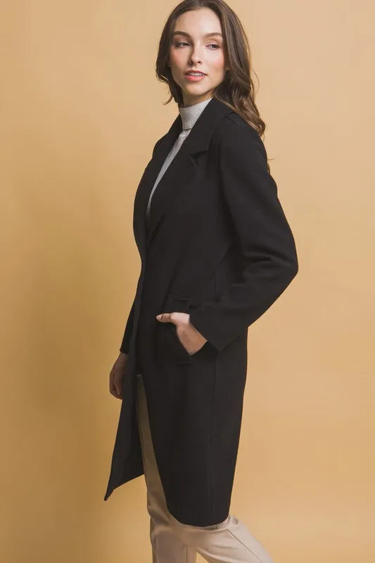 Notched Lapel Buttoned Coat
