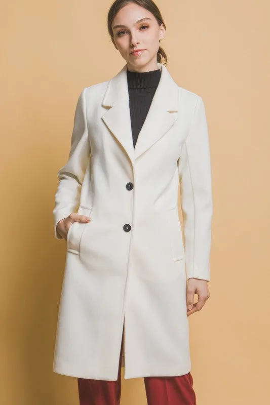 Notched Lapel Buttoned Coat
